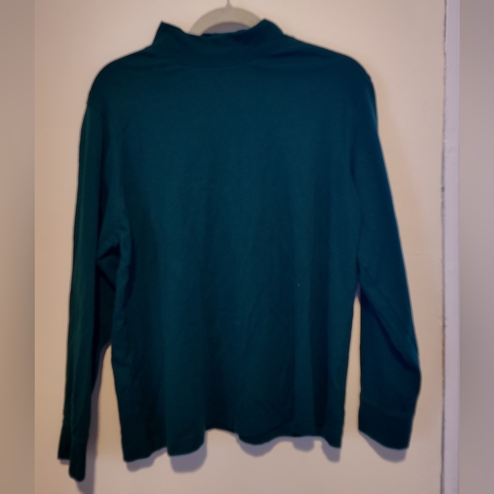 Lands’ End Green Long Sleeve Shirt 1X 100% Cotton Office Soft Winter Lagonlook